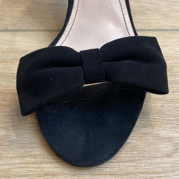 Barneys NY | Camoscio | Black Suede Bow Sandal Heels Classic Coquette Soft Girl - Picture 5 of 16